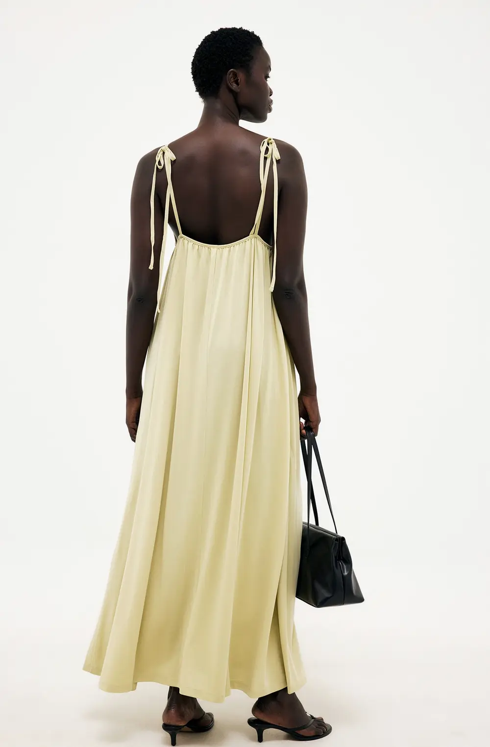 Flowy Tie Shoulder Maxi Dress Green