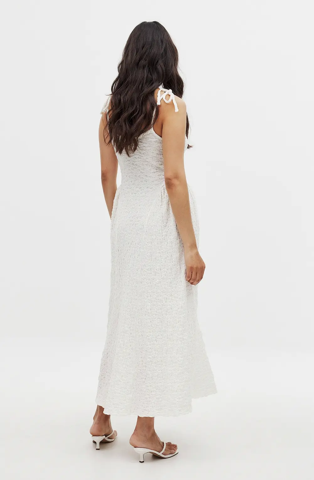 Tie Strap Midi Dress White