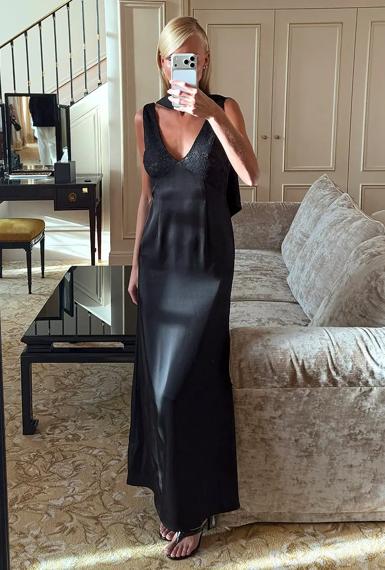 Lace Detail Maxi Dress Black