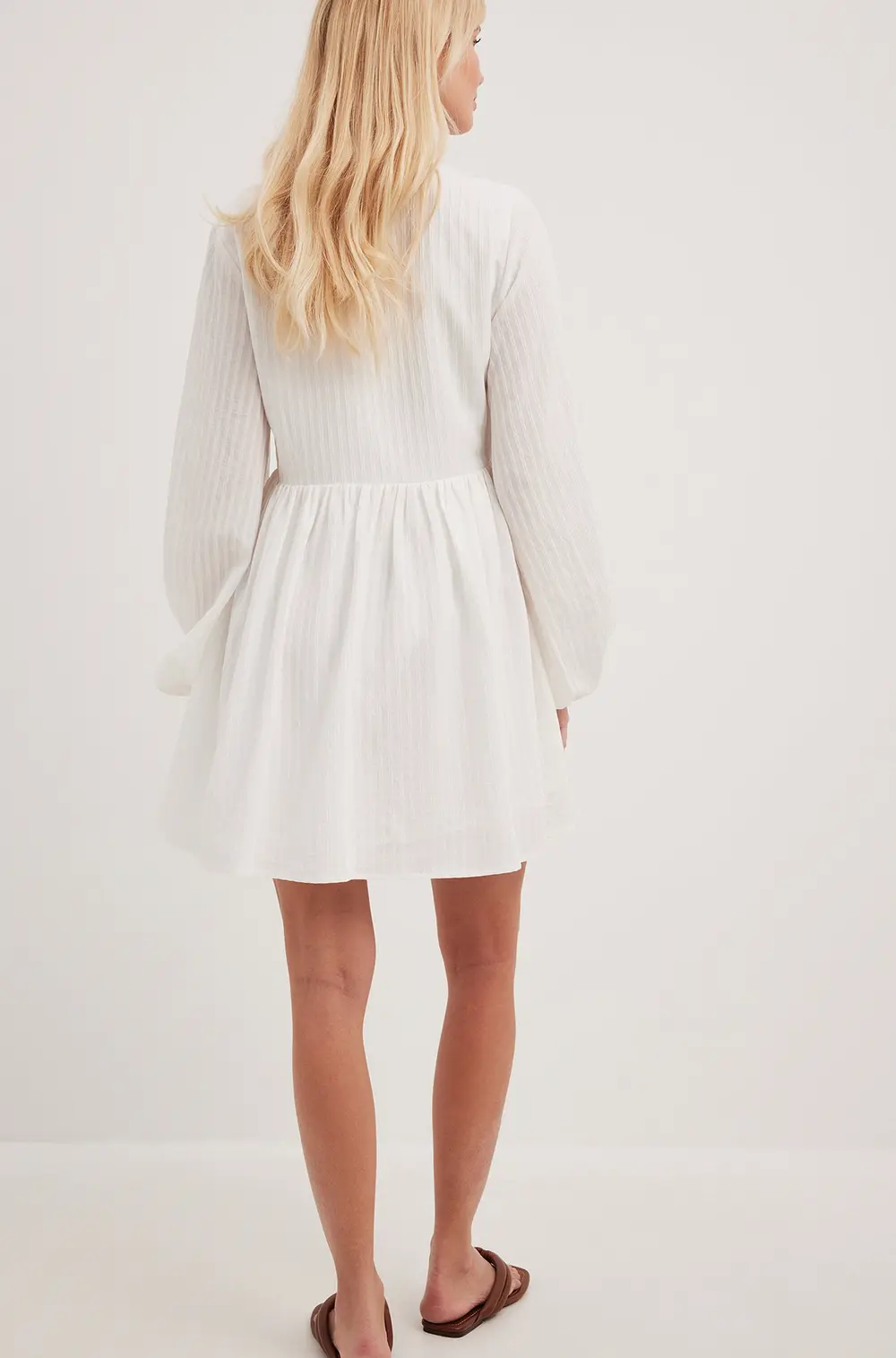 Structured Flowy Mini Dress White
