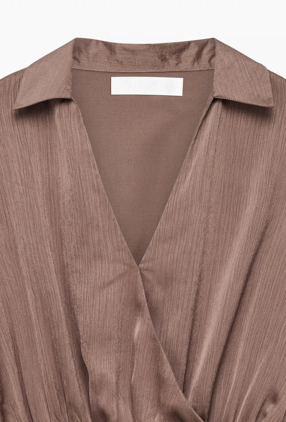 Ruched Waist Mini Shirt Dress Brown
