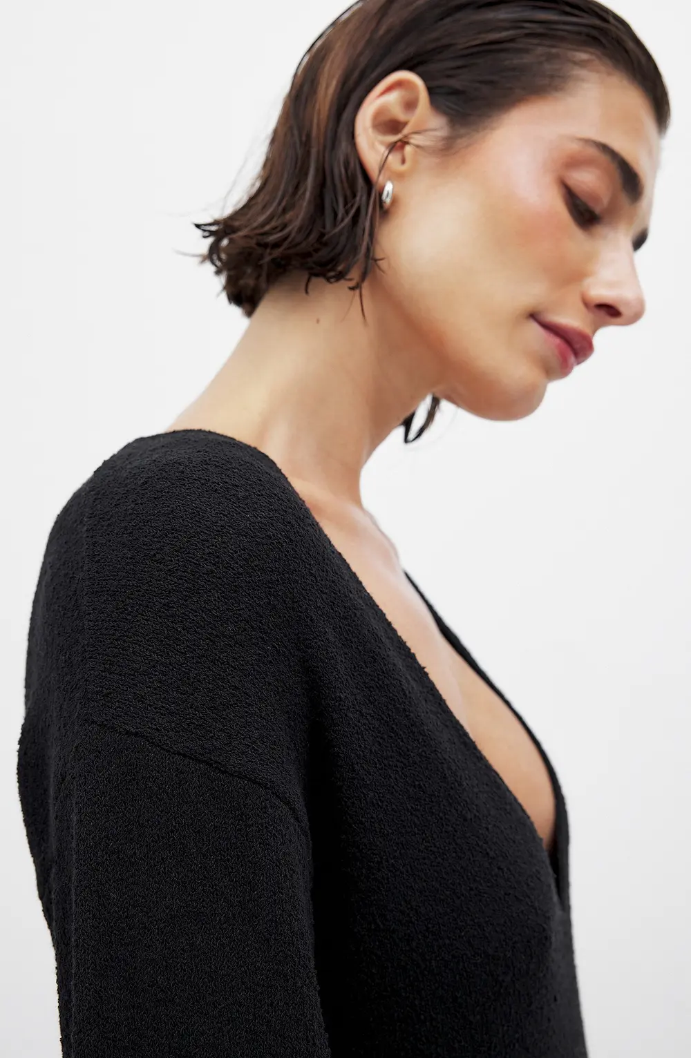 Deep V-neck Maxi Dress Black