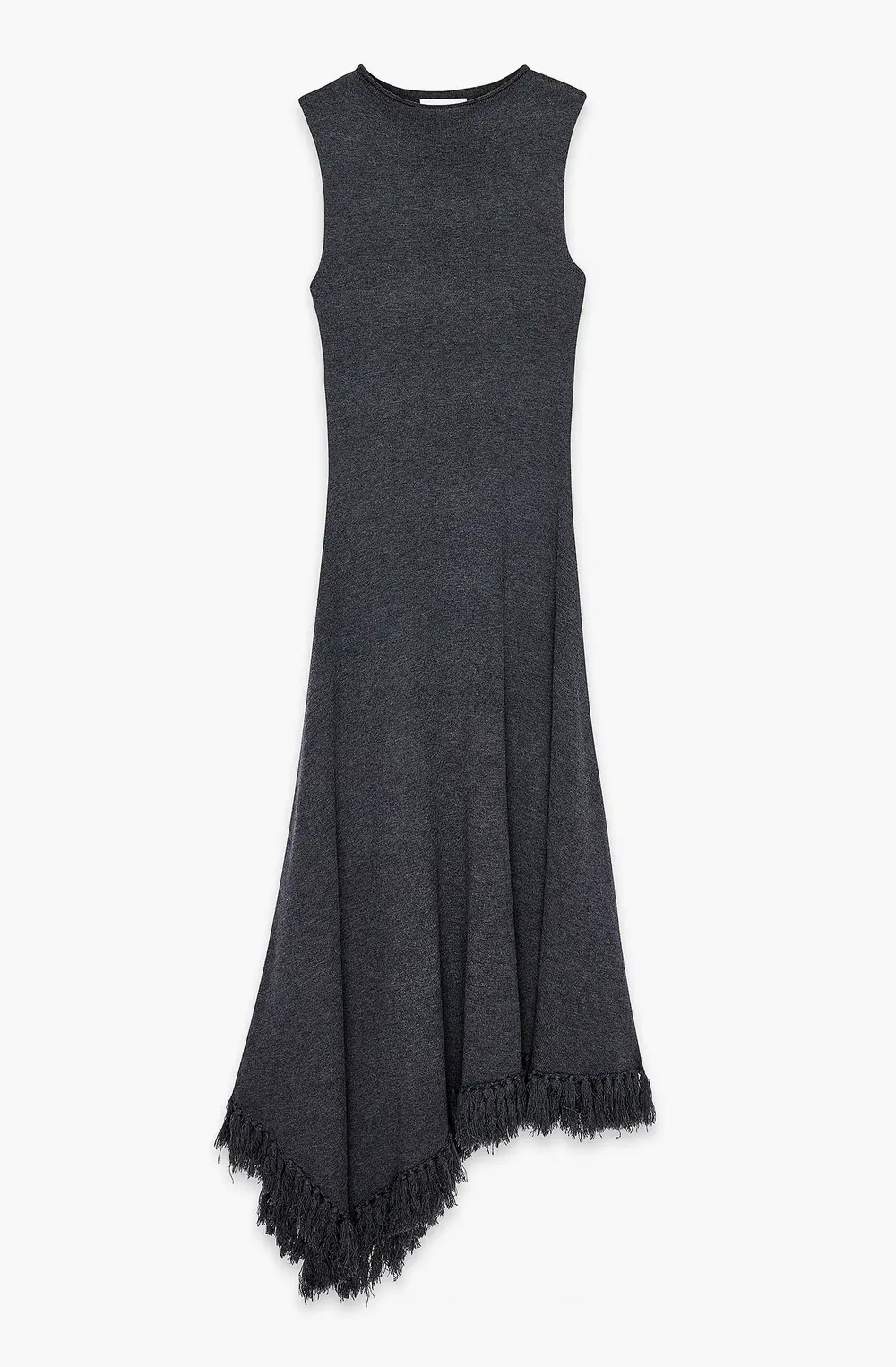 Knitted Asymmetric Hem Midi Dress Grey