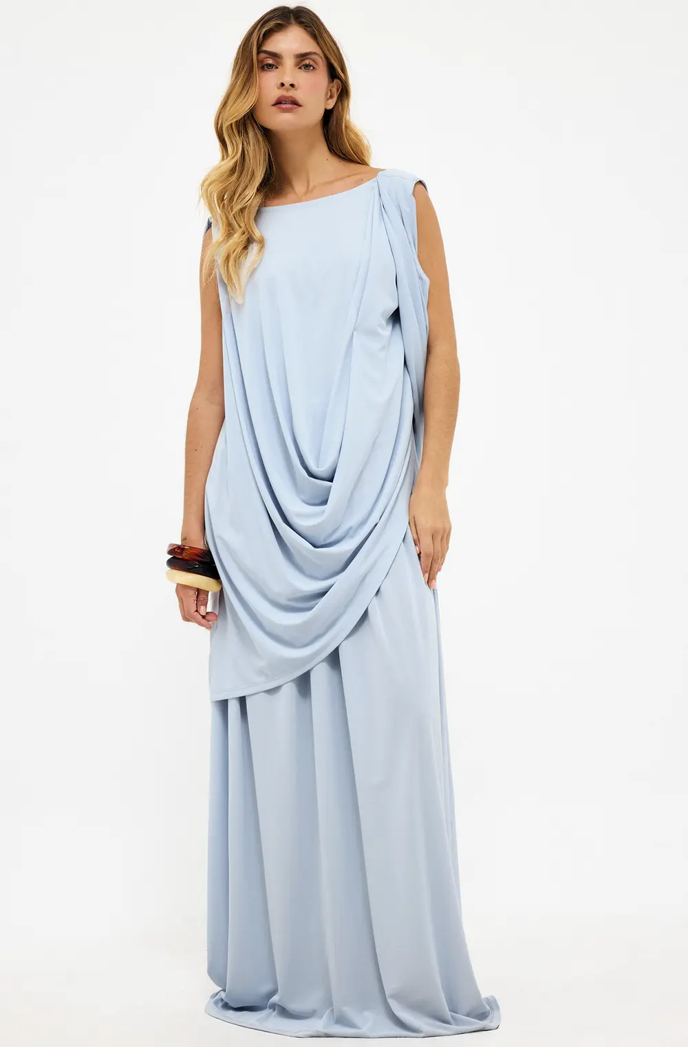 Draped Maxi Dress Blue