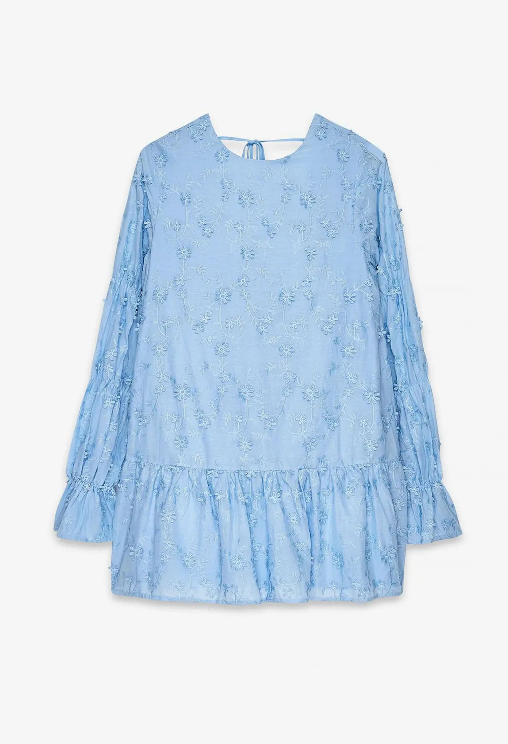 Sleeve Detail Deep Back Dress Blue