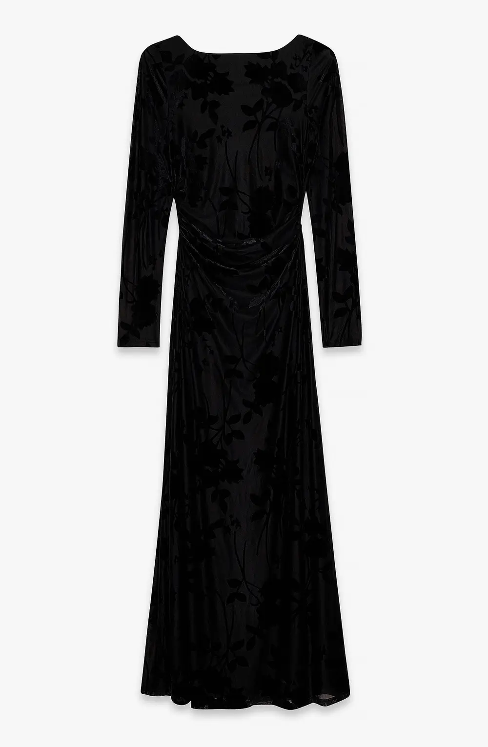 Long Sleeve Open Back Maxi Dress Black