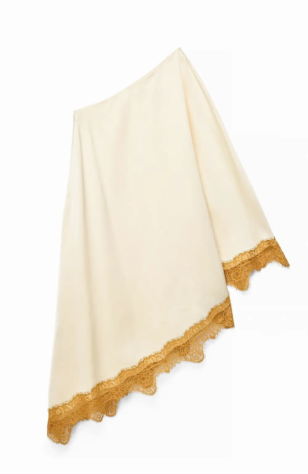Asymmetric Lace Edge Dress Yellow