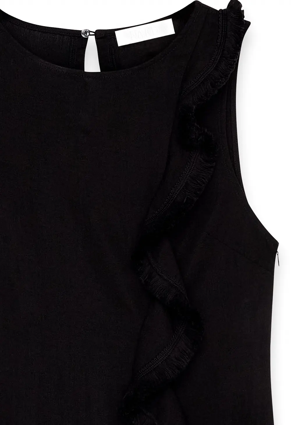 Ruffle Detail Fringe Midi Dress Black