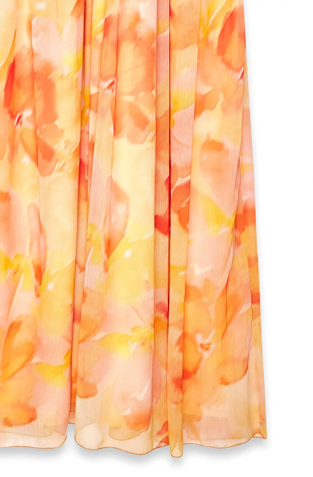 Structured Chiffon Wide Sleeve Maxi Dress Orange
