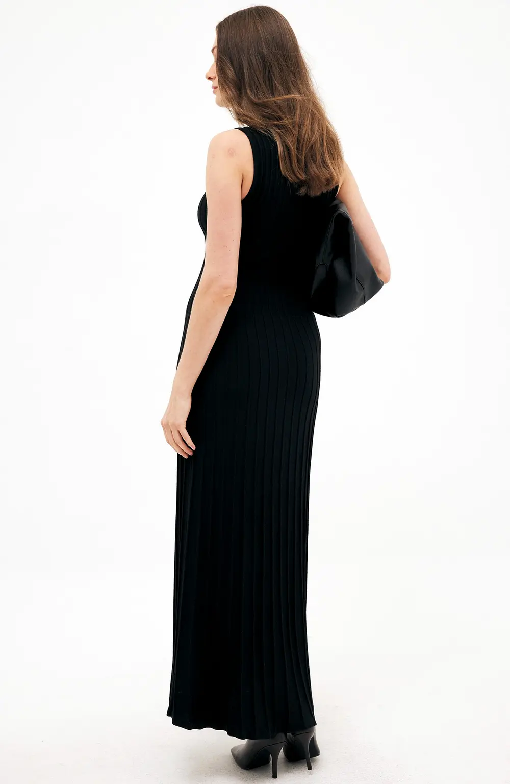 Knitted Pleated Maxi Dress Black