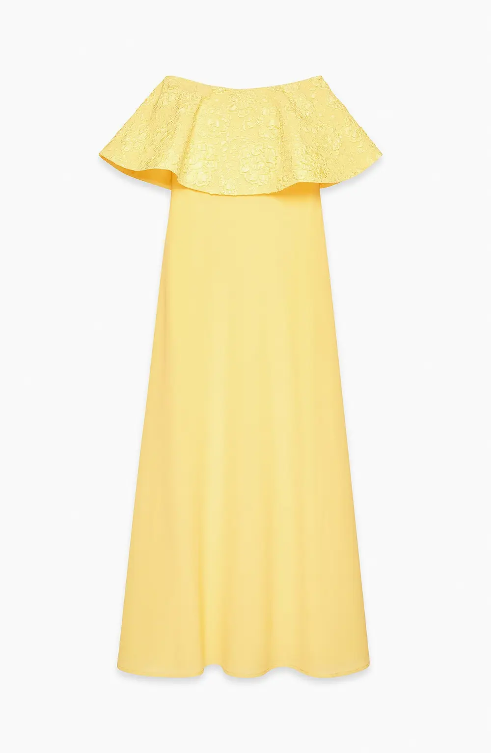 Jacquard Bandeau Volume Maxi Dress Yellow