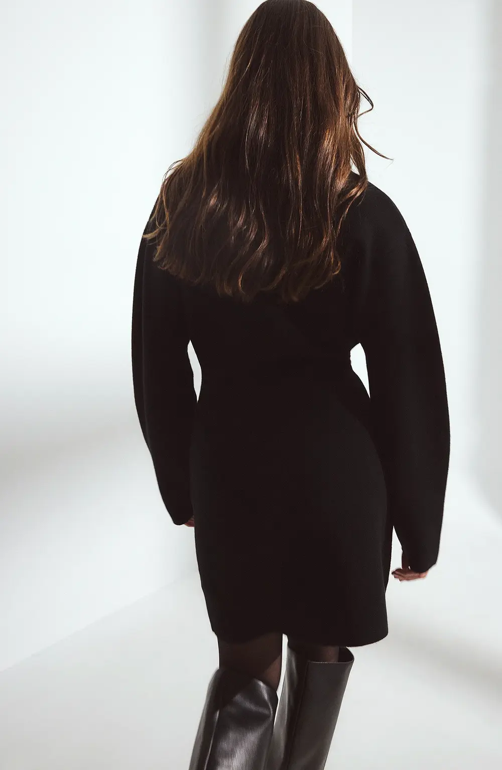 Knitted Sculptural Mini Dress Black