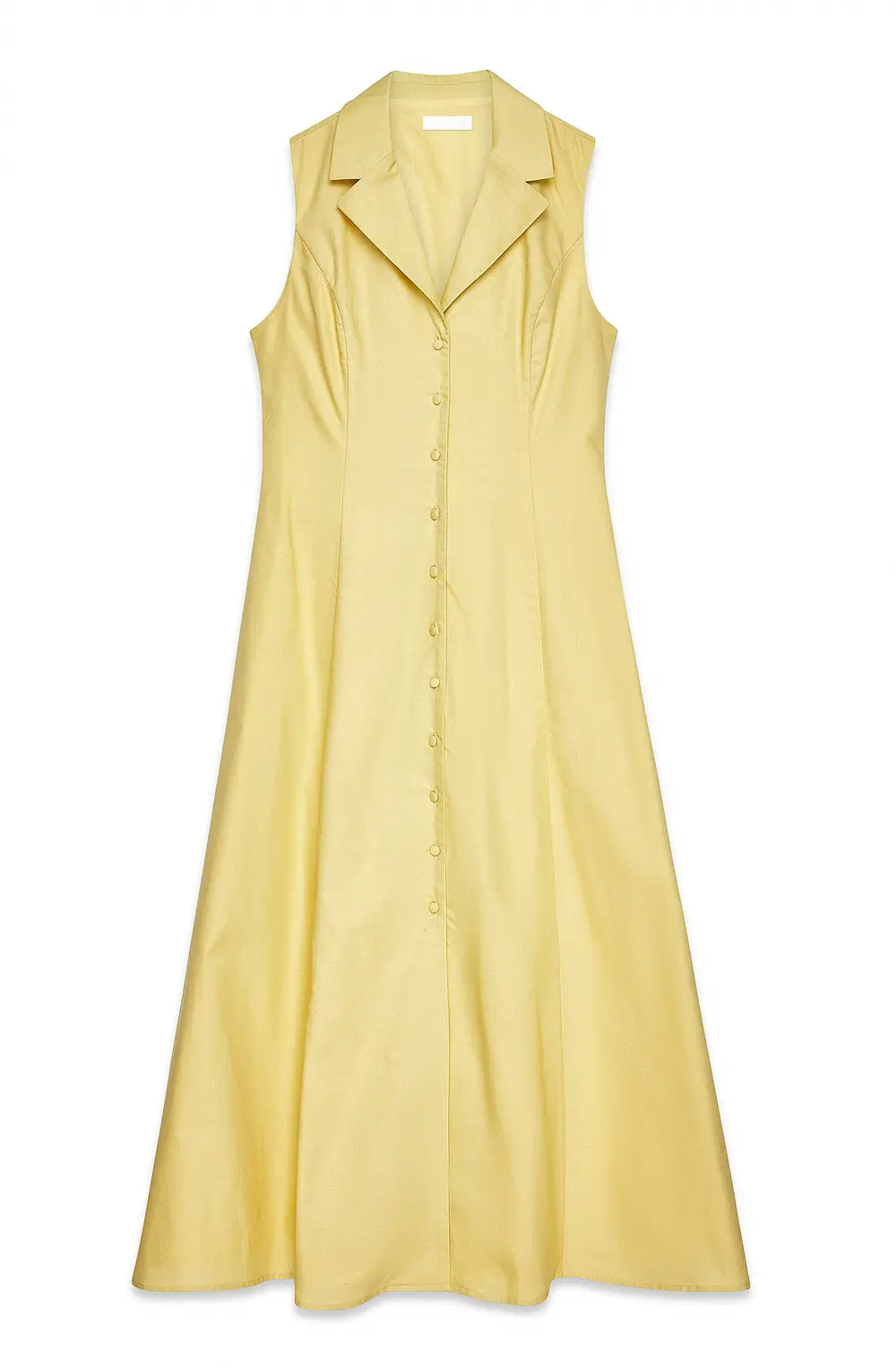 Cotton Buttoned Midi Dress Yellow
