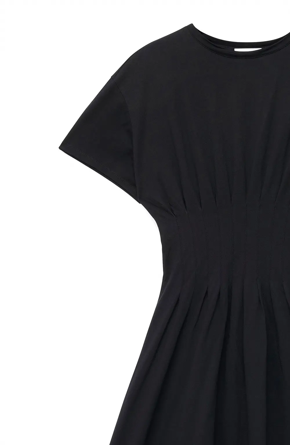 Marked Waist Short Sleeve Dress Black