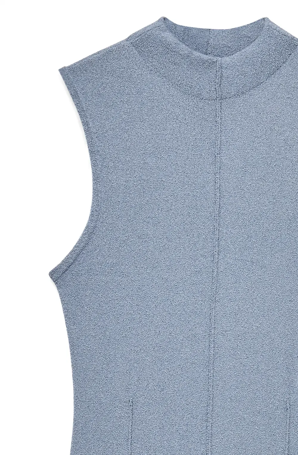 Knitted Sleeveless Seam Detail Maxi Dress Blue