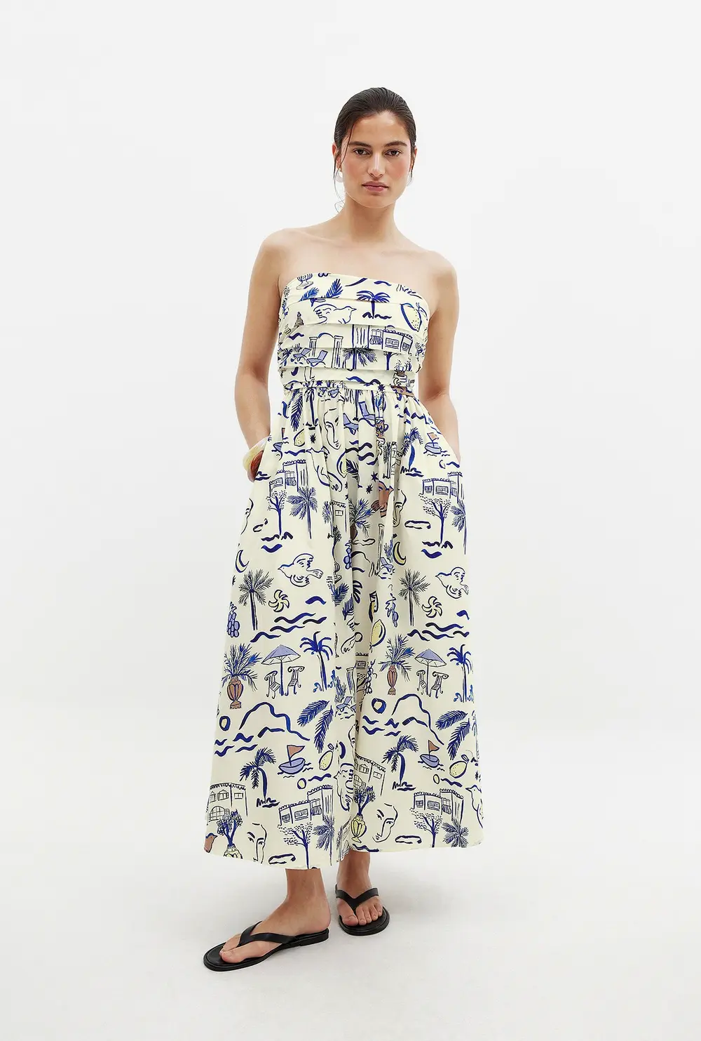 Bandeau Tie Back Dress Multicolor
