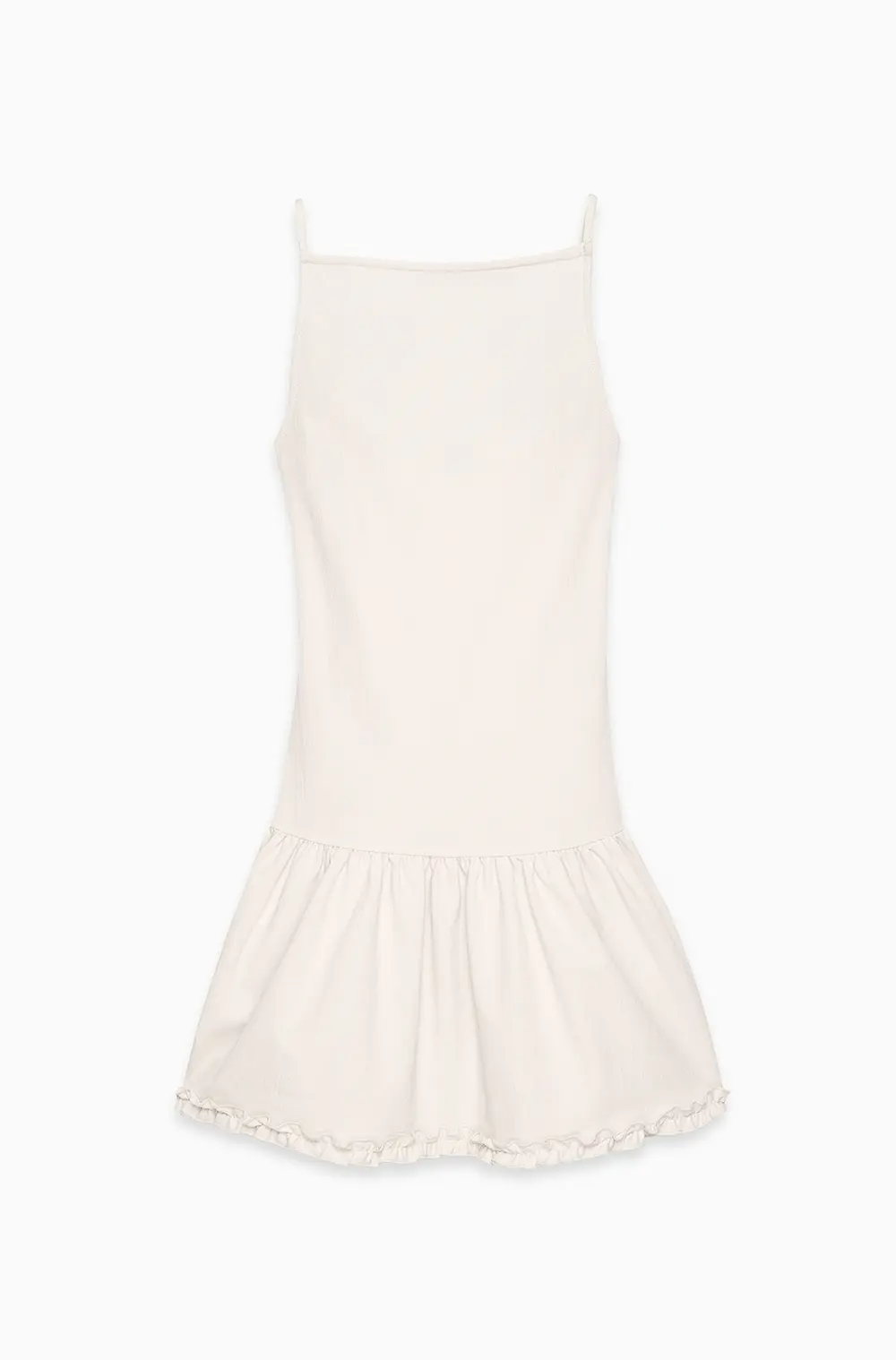 Open Back Mini Frill Dress Offwhite