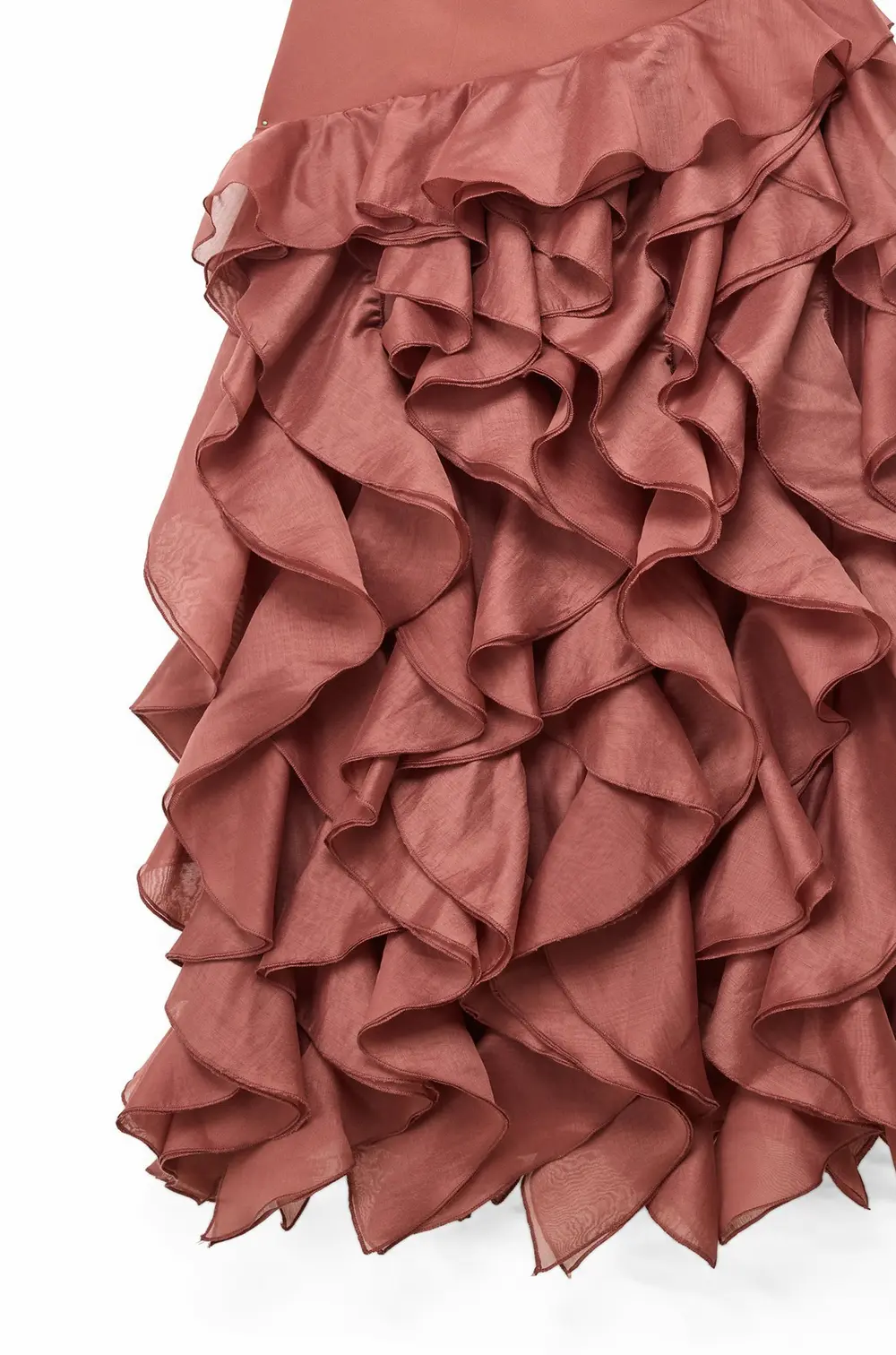 Fitted Ruffle Hem Maxi Dress Pink