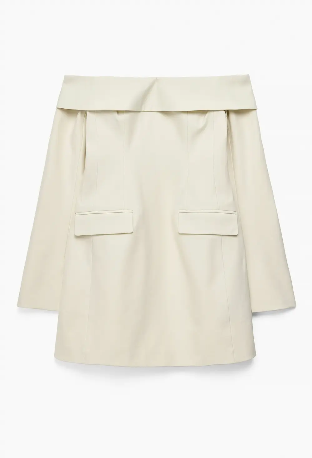 Tailored Off Shoulder Mini Dress Offwhite