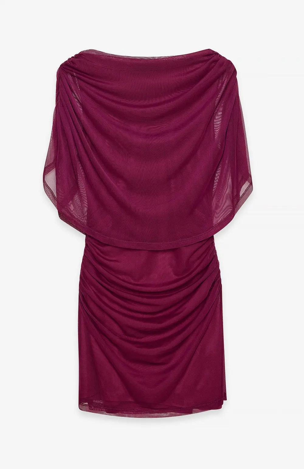 Draped Cape Mini Dress Burgundy
