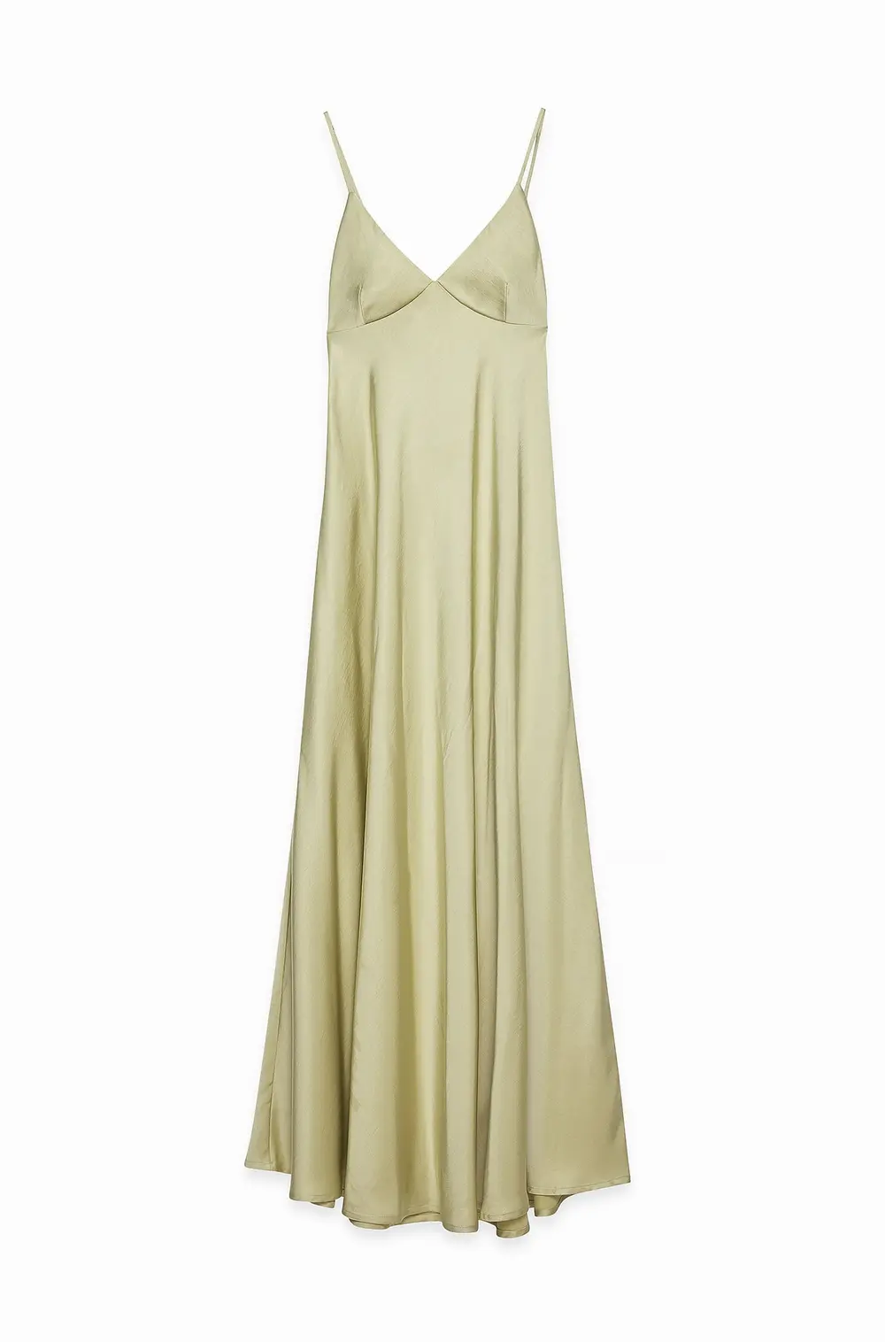Satin Tie Back Volume Dress Green