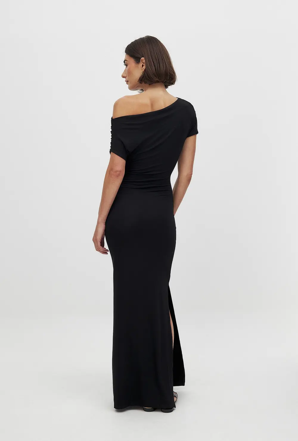 Soft Line Draped Maxi Dress Black