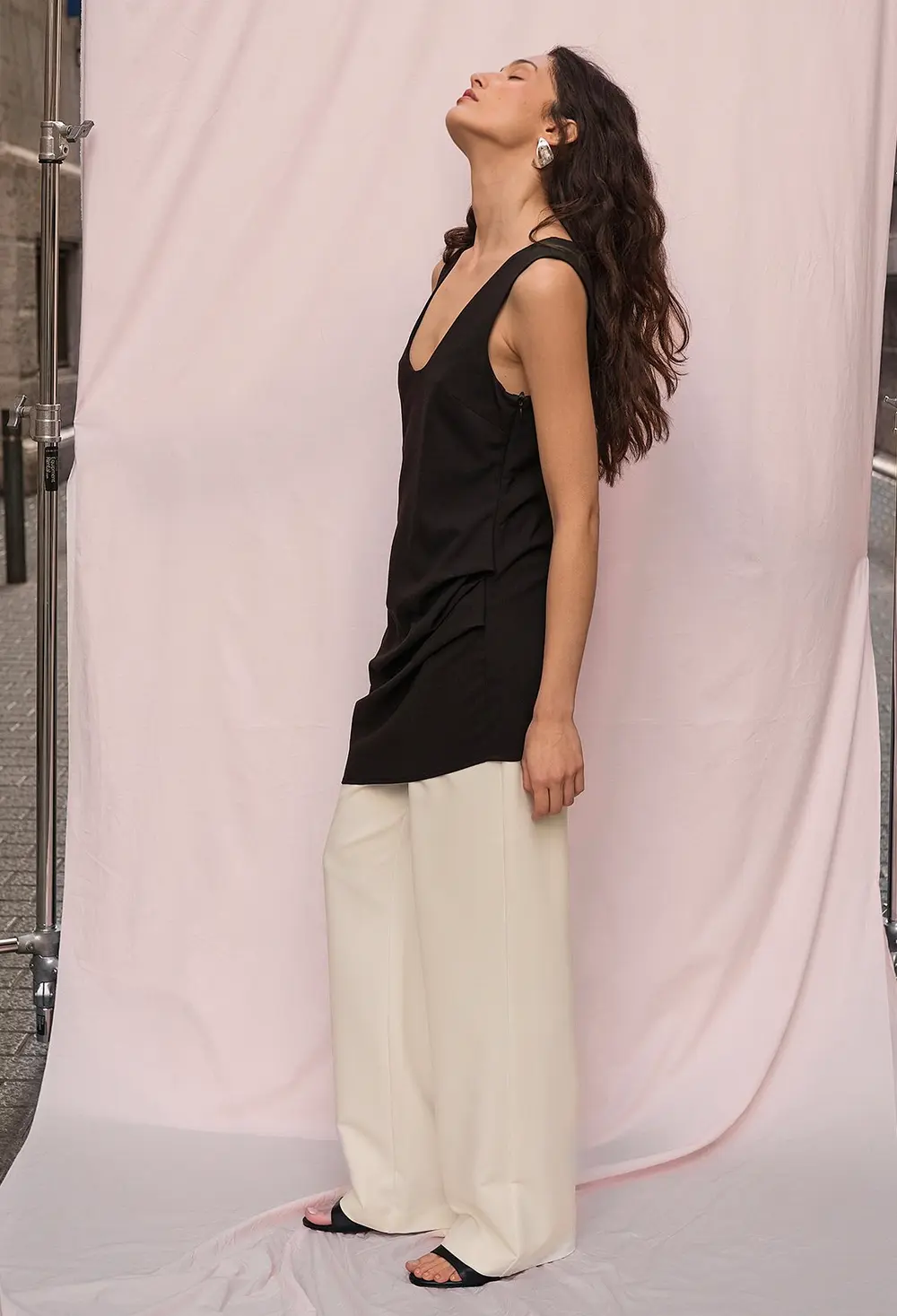 Scooped Neck Mini Dress Black