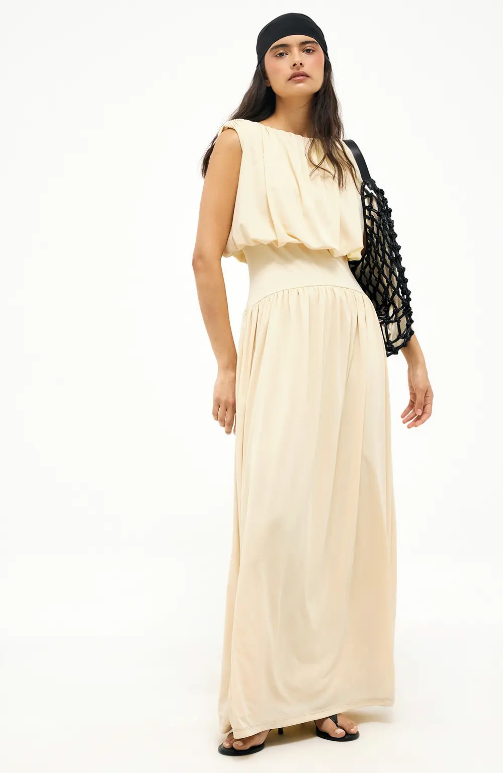 Contrast Waist Maxi Dress Yellow