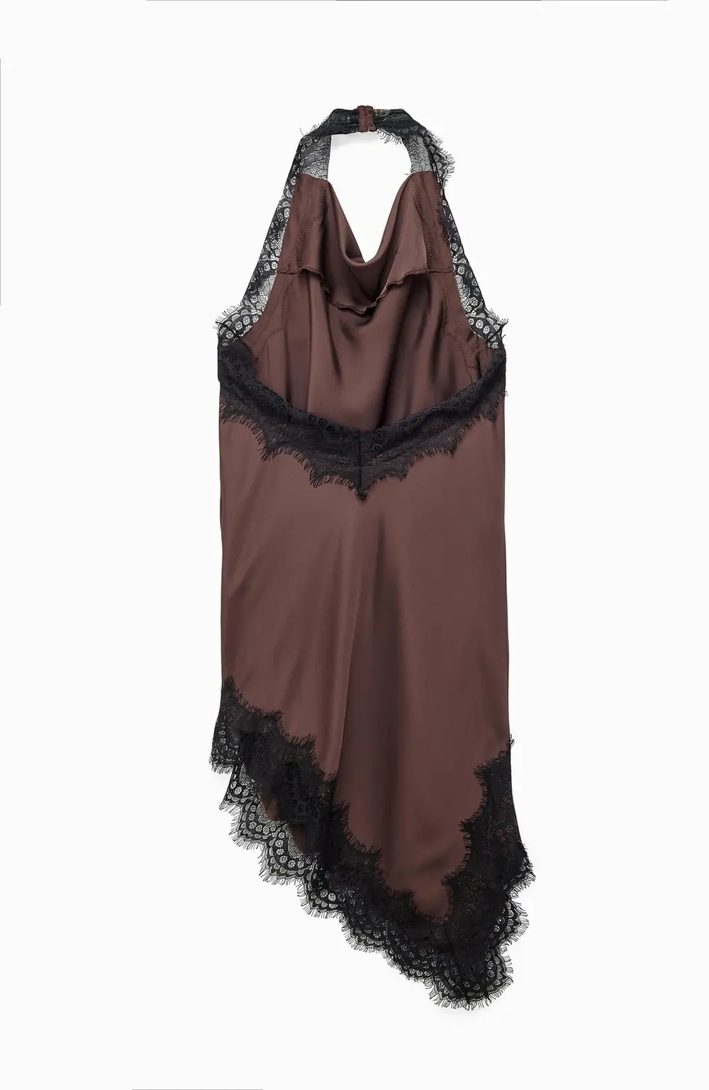 Lace Detail Halterneck Dress Brown