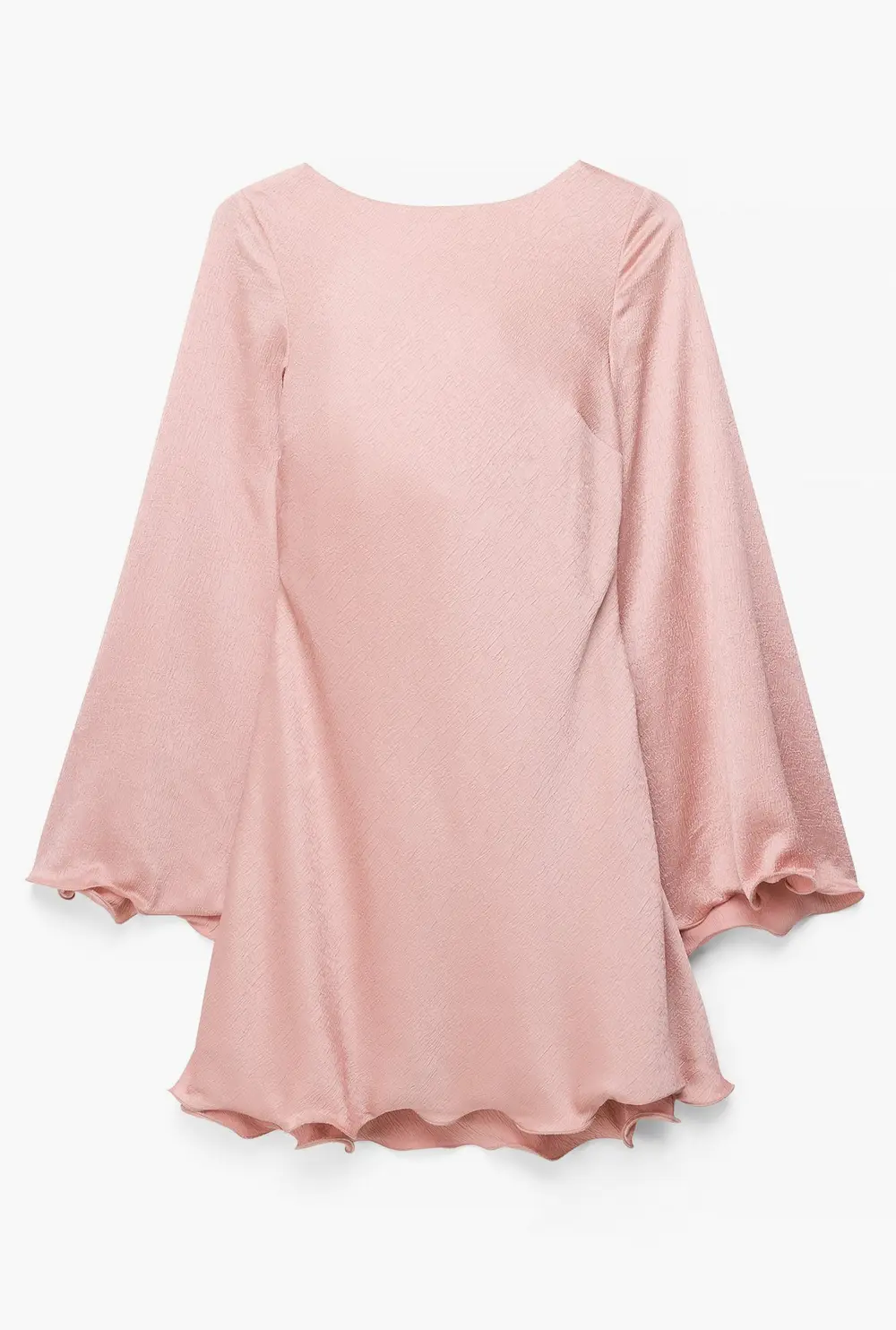 Crinkle Satin Waterfall Back Mini Dress Pink