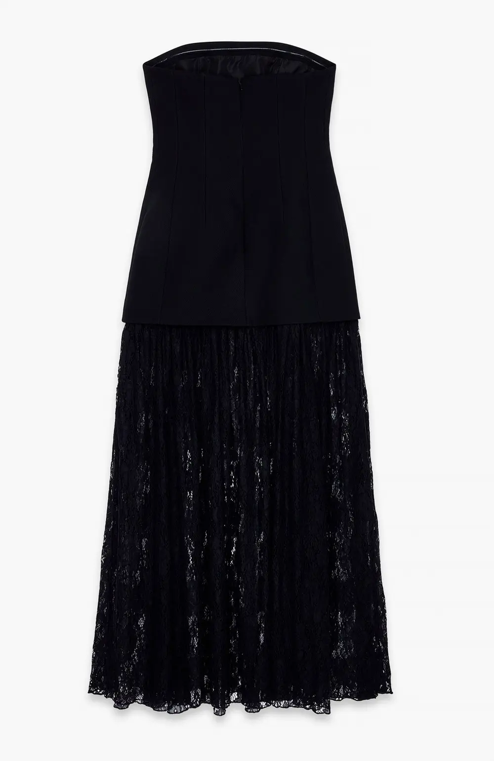 Bandeau Sculptural Lace Skirt Dress Black