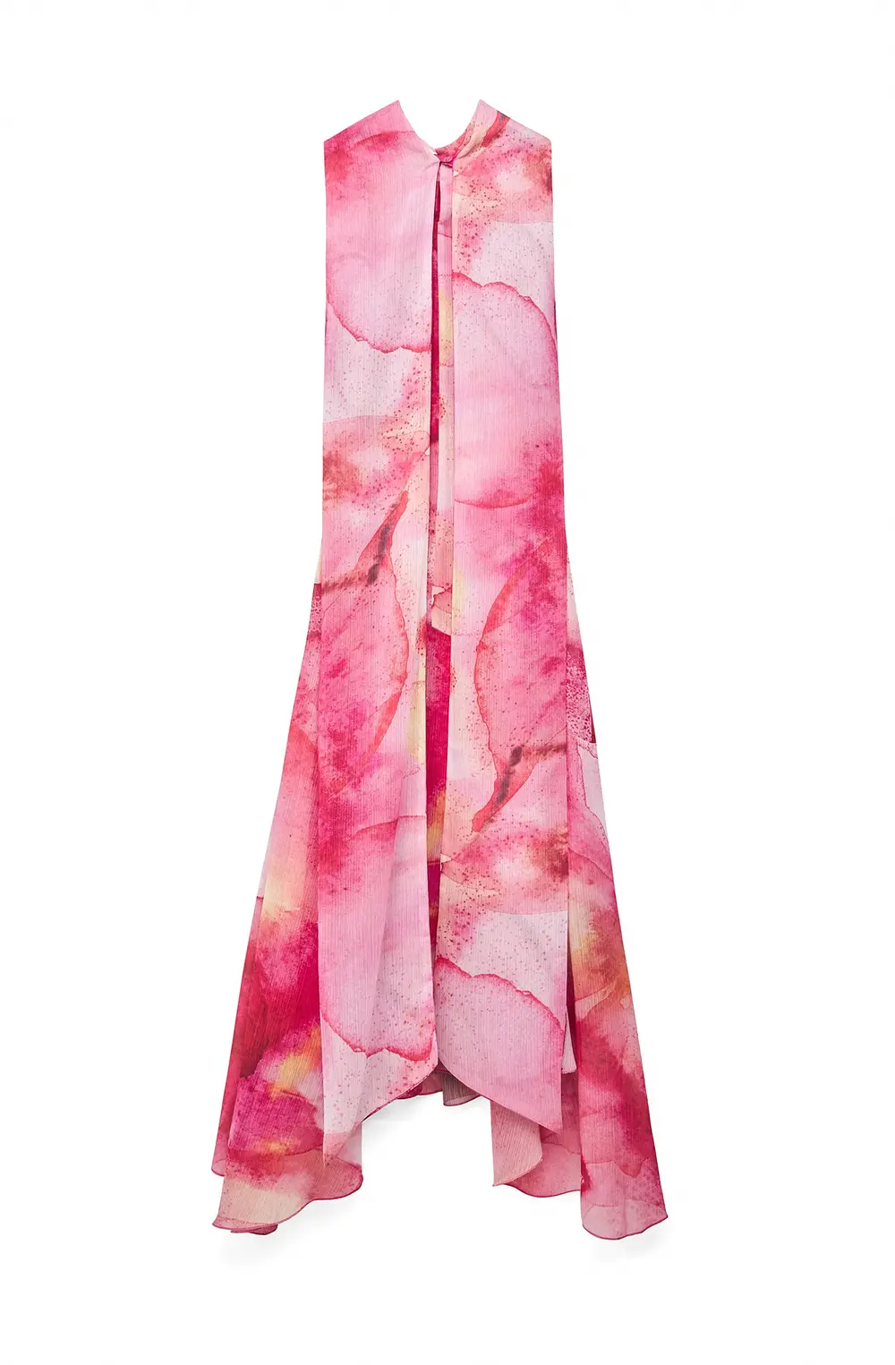 Chiffon Scarf Detail Midi Dress Pink