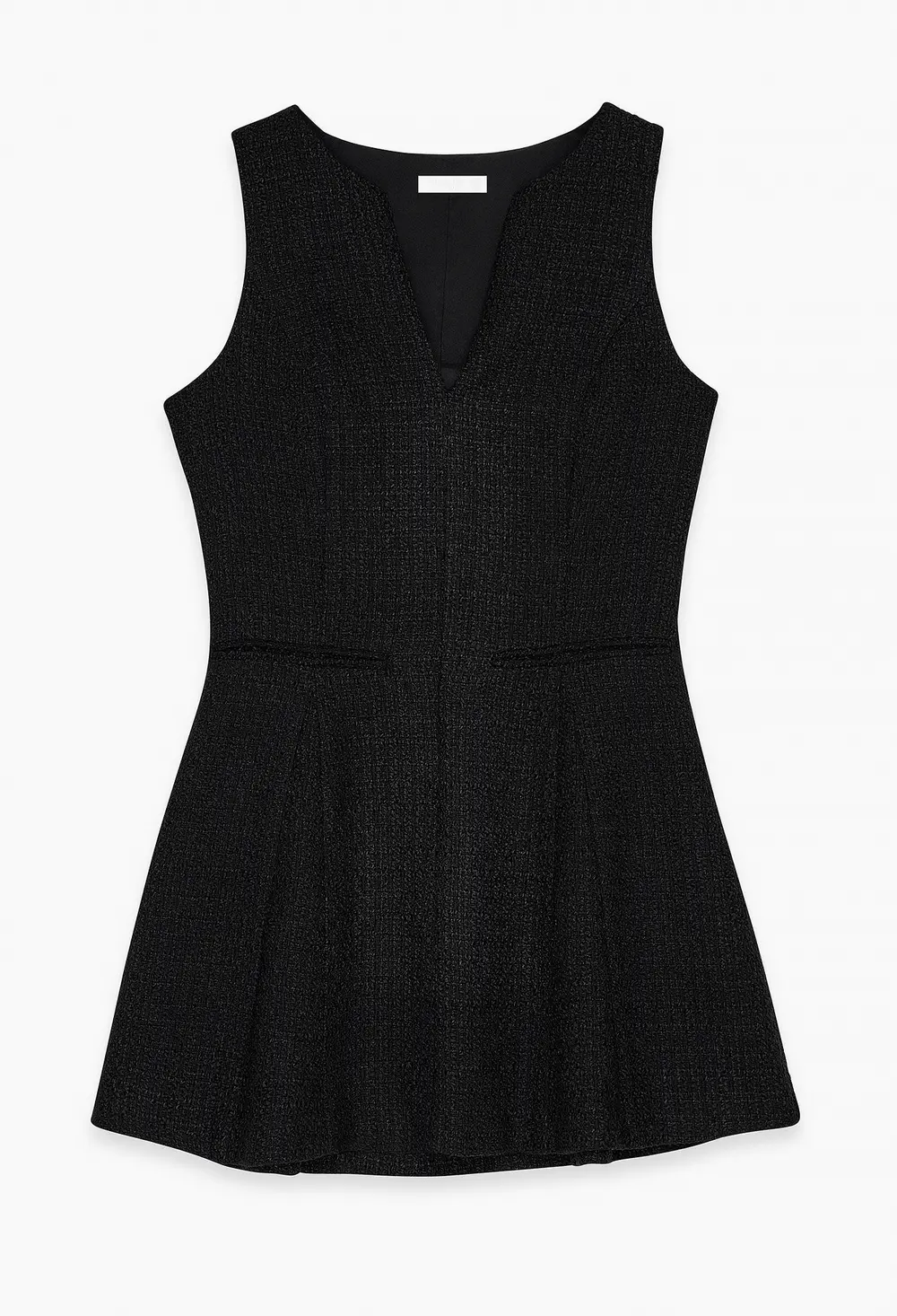 Boucle V Neck Mini Dress Black