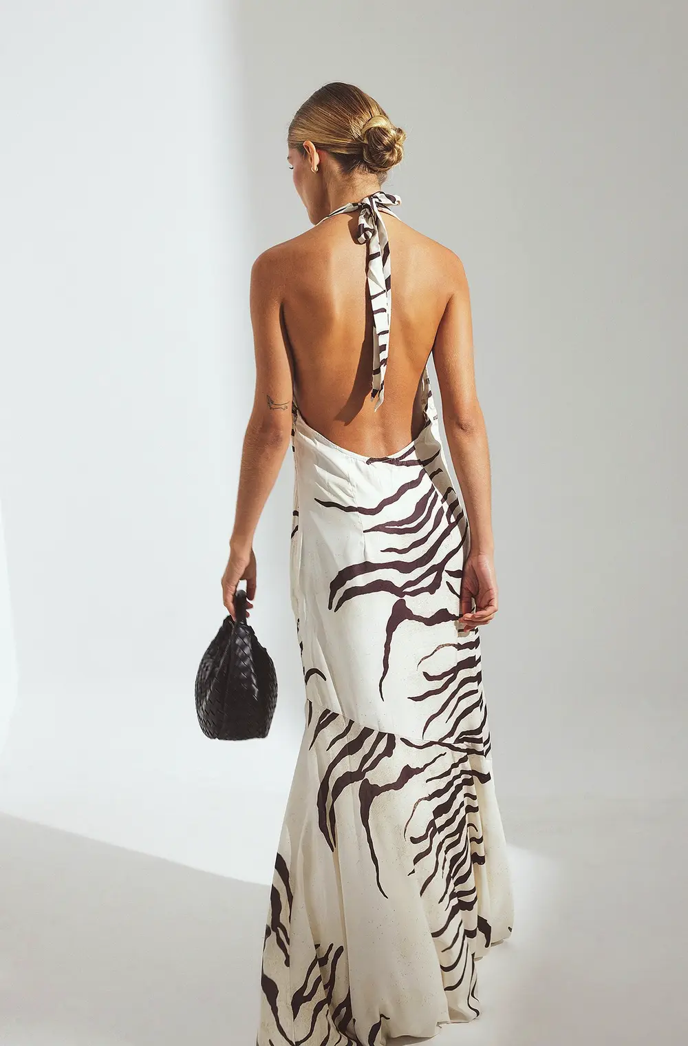 Satin Halterneck Maxi Dress Multicolor