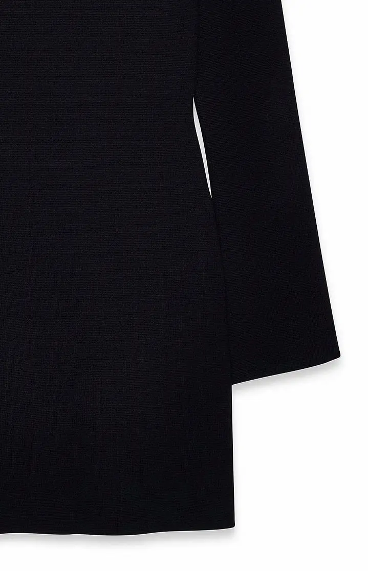 Knitted Padded Shoulder Mini Dress Black
