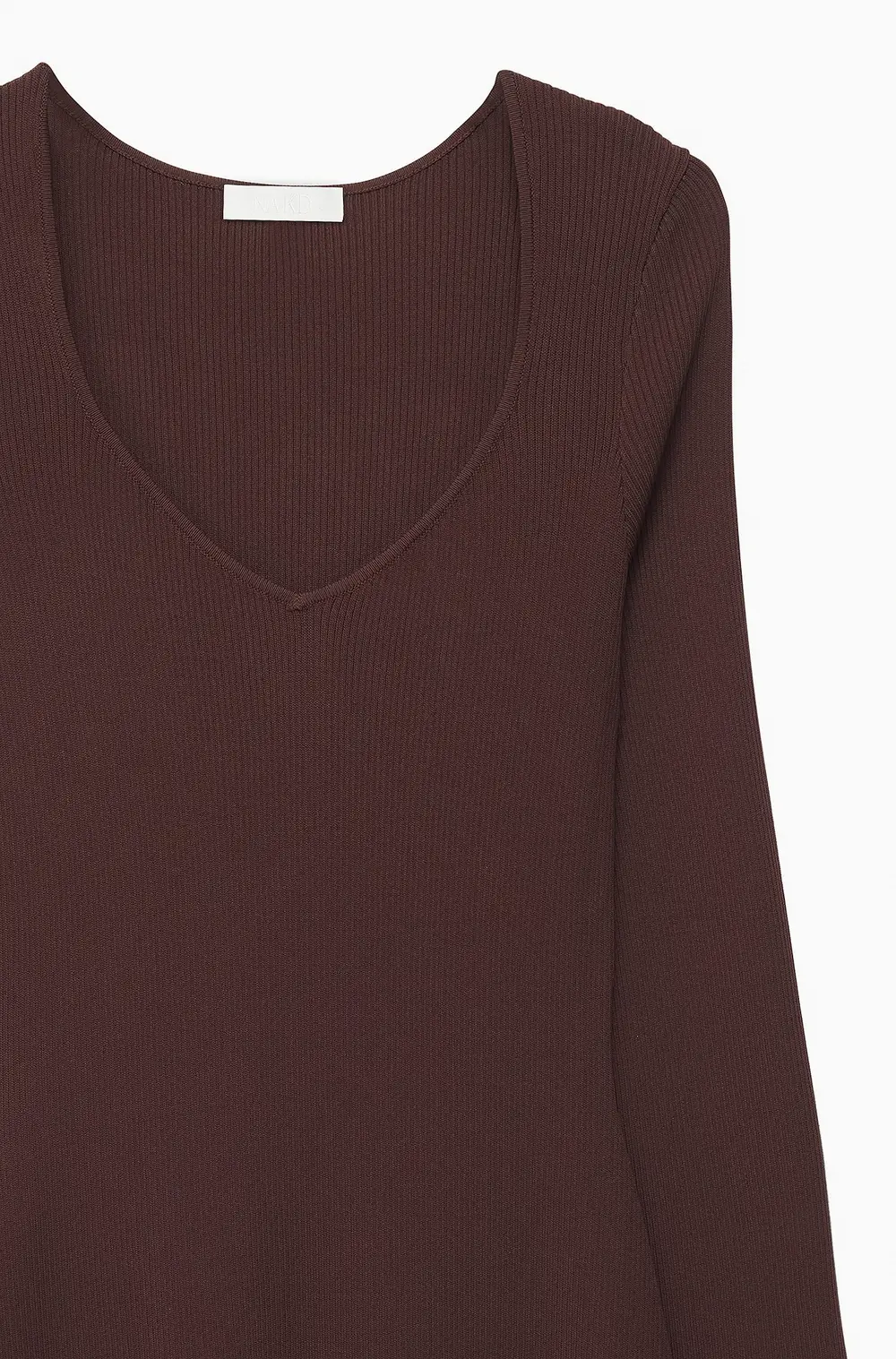 Fine Knitted Trumpet Sleeve Midi Dress Brown