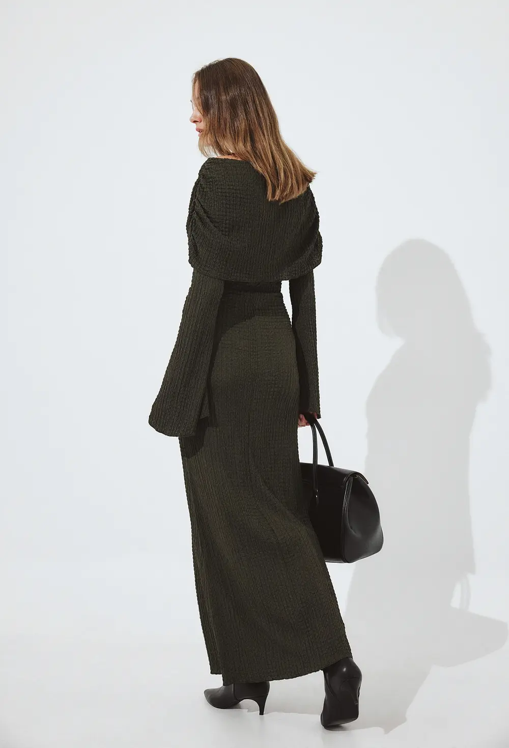 Structured Draped Maxi Dress Green