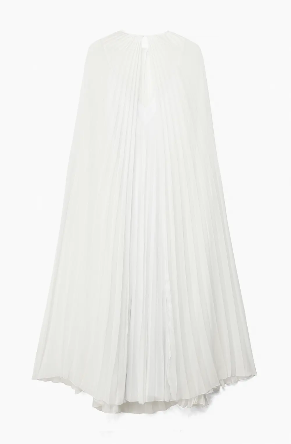 Pleated Cape Detail Maxi Dress White