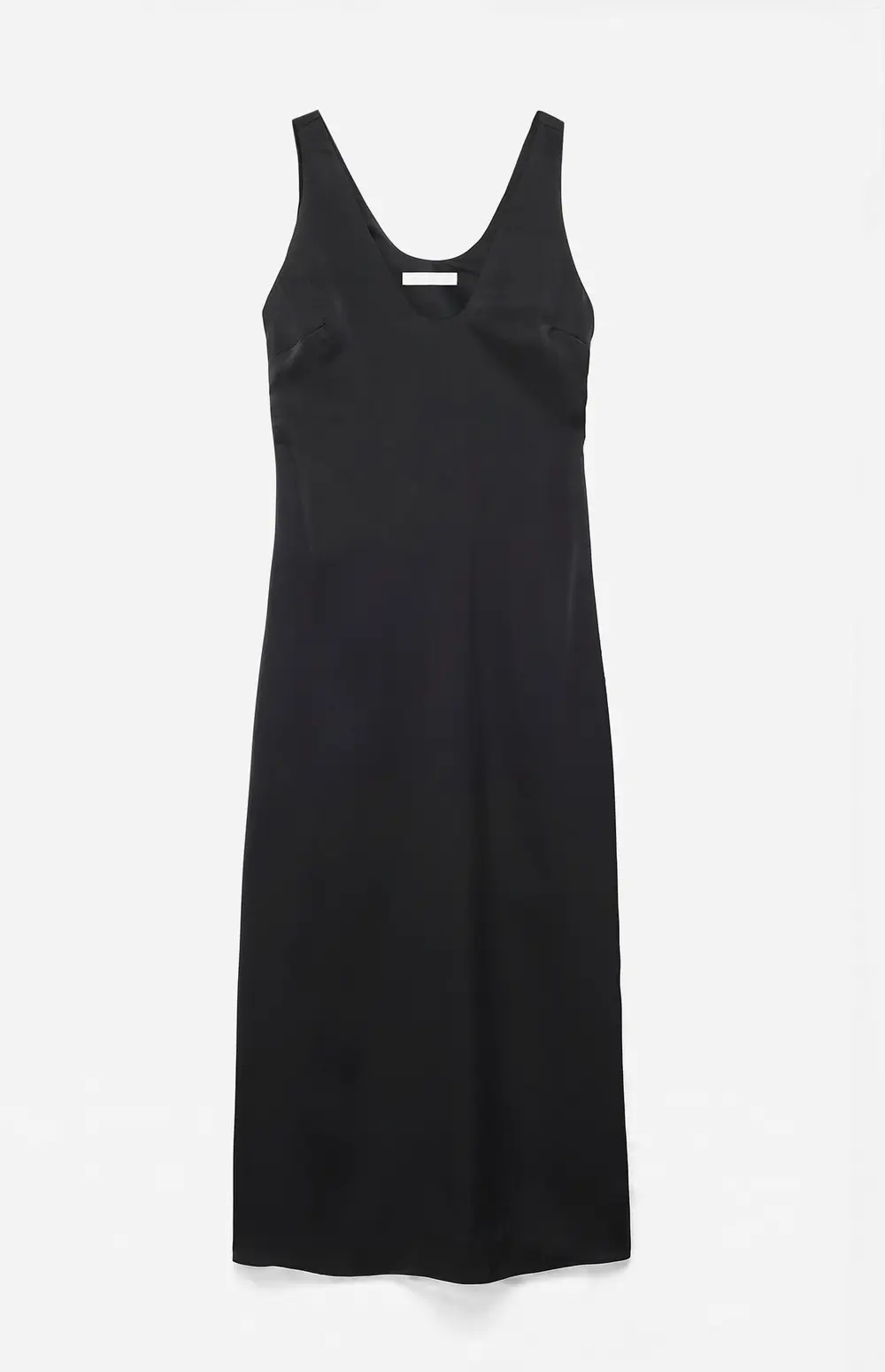 Scooped Neck Satin Maxi Dress Black