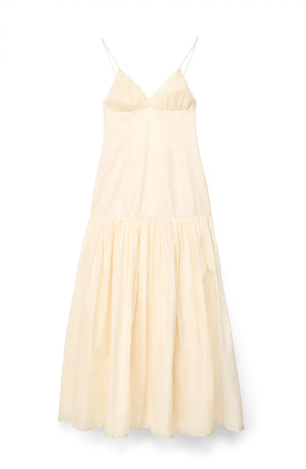 Gathered Strap Dress Beige