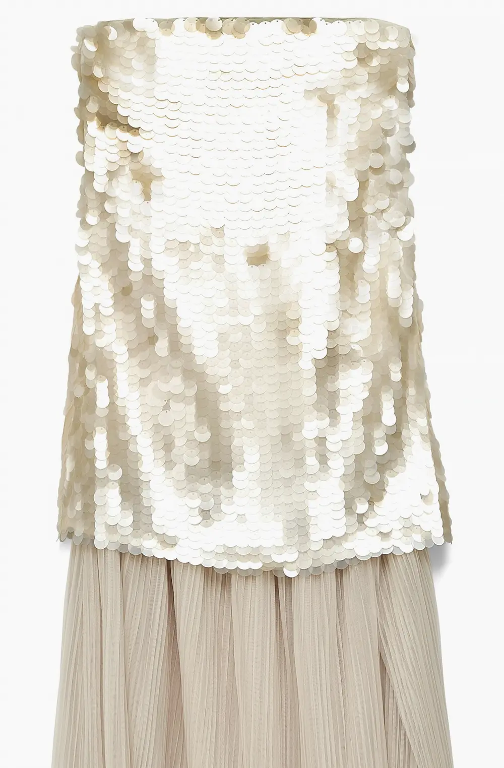 Sequin Bandeau Maxi Dress Beige