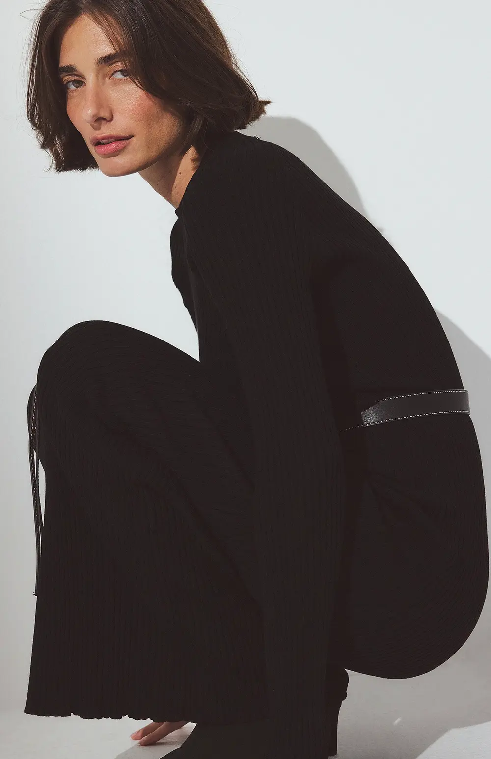 Knitted Ribbed Maxi Dress Black