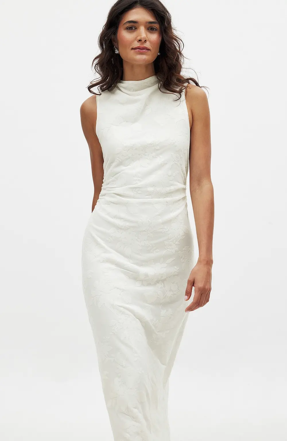 Burn Out Midi Dress Offwhite
