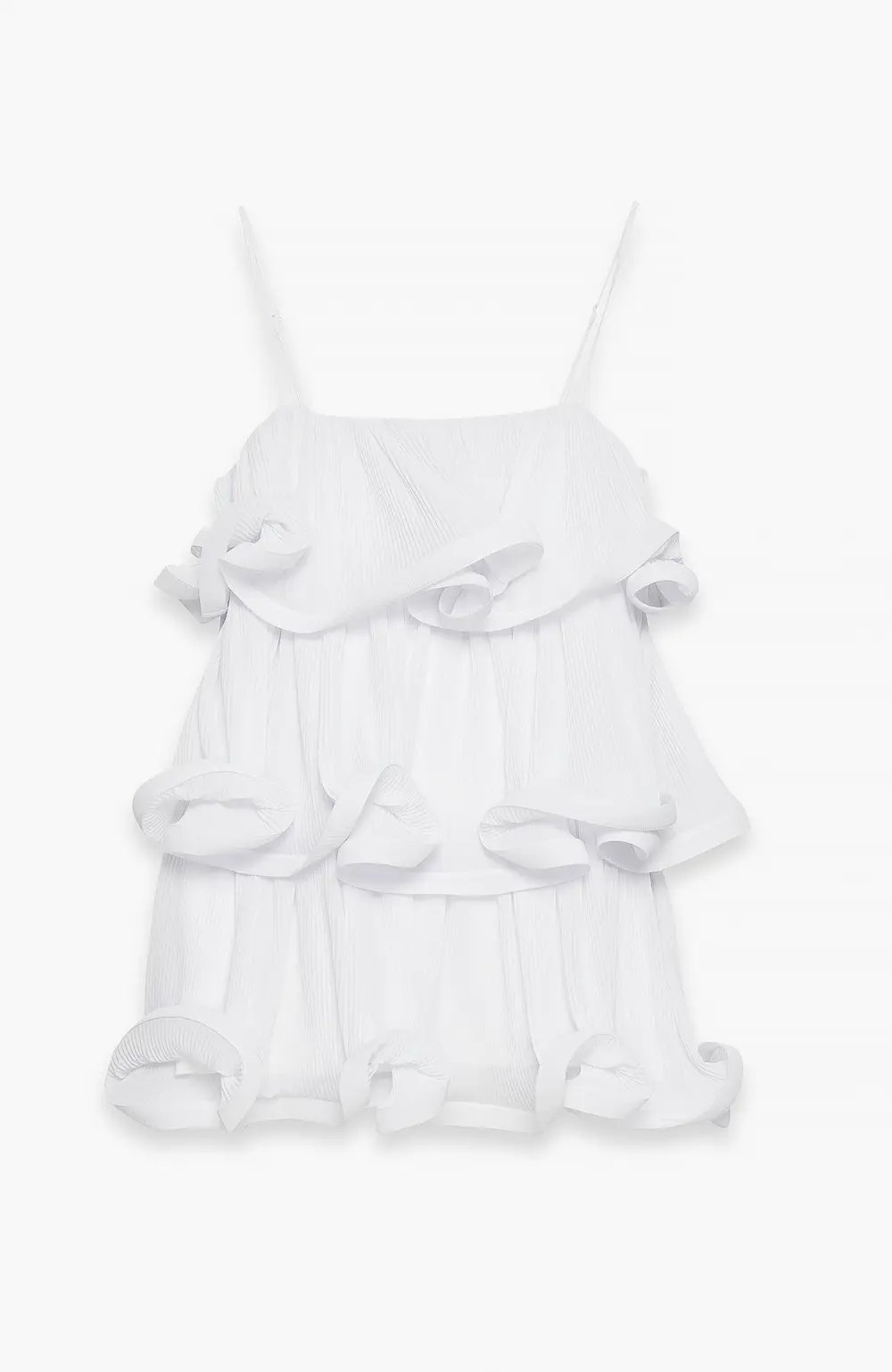 Printed Flounce Mini Dress White
