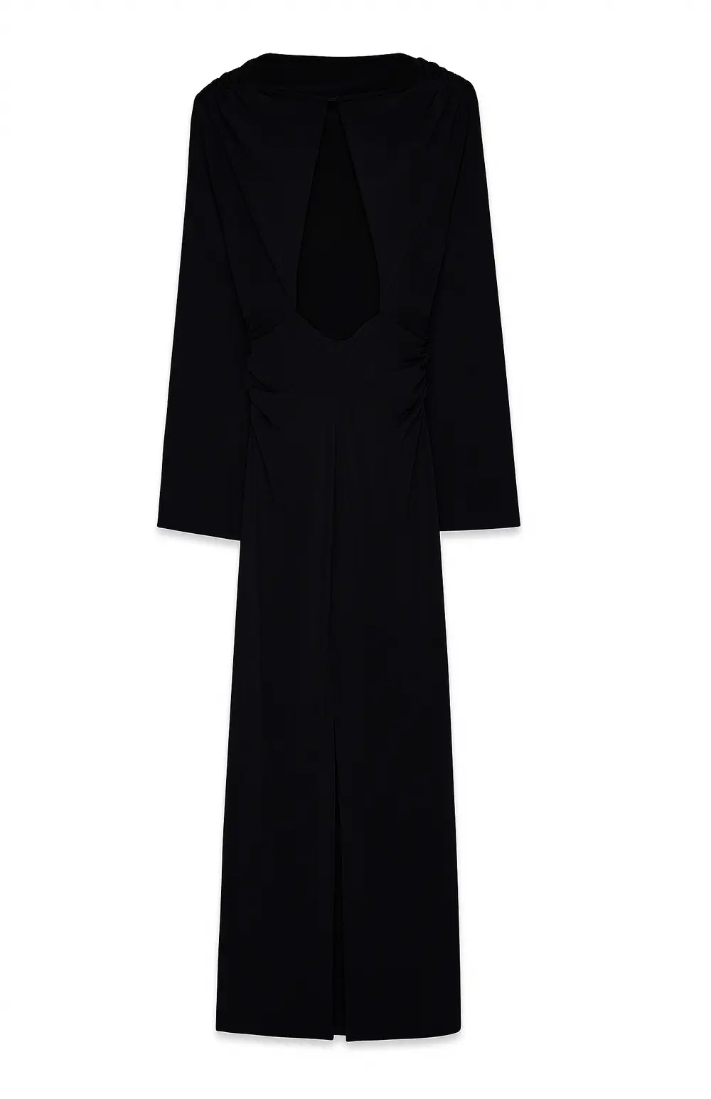 Wide Sleeve Open Back Maxi Dress Black