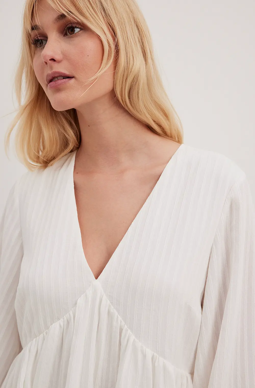 Structured Flowy Mini Dress White