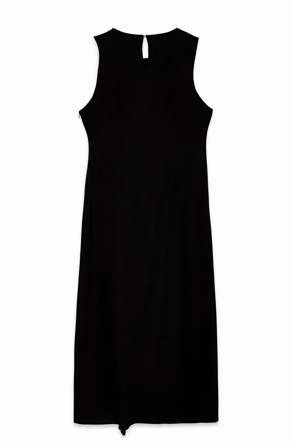 Ruffle Detail Fringe Midi Dress Black