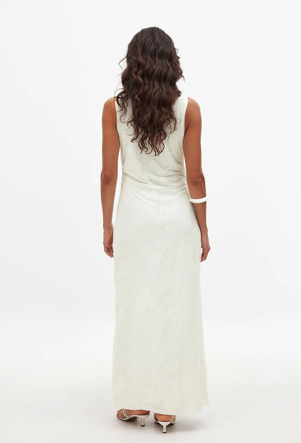 Burn Out Midi Dress Offwhite