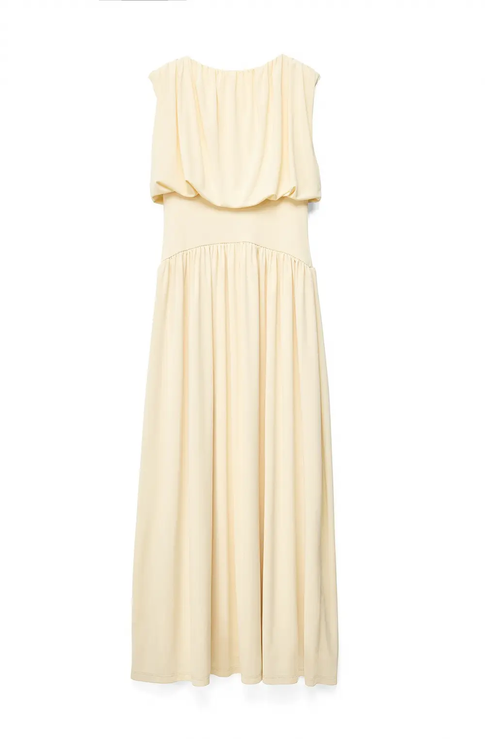 Contrast Waist Maxi Dress Yellow