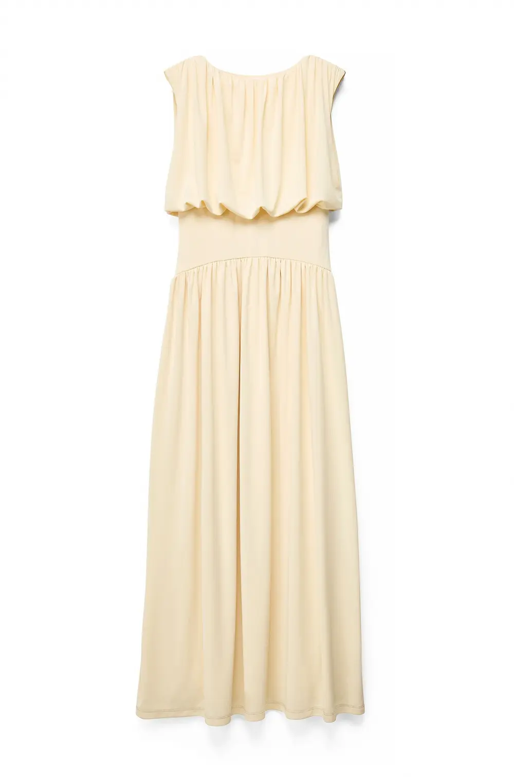 Contrast Waist Maxi Dress Yellow